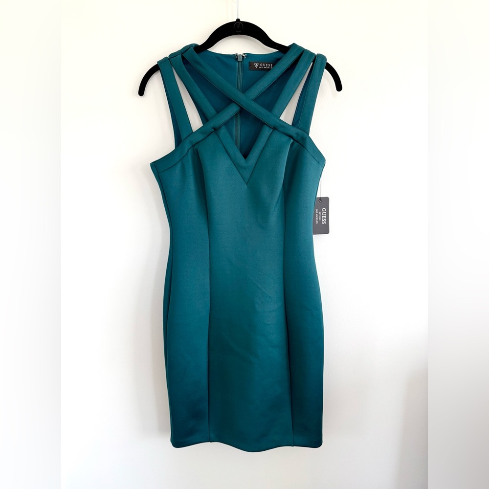 GUESS Emerald / Teal Blue-Green Cocktail Bodycon Dress Size 4 New NWT